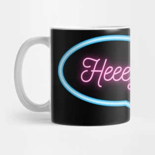 Retro Neon "Heeey" Text Message Mug